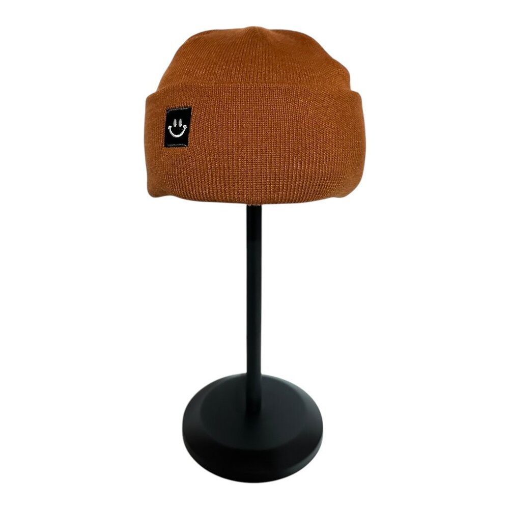 MaxNova Knit Beanie Hat Smile Face for Men - Women - Unisex Skull Cap Caramel